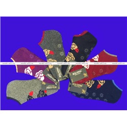 Следки женские ангора + шерсть внутри махра с "тормозами" ЦВЕТОК арт. 2957 12 пар