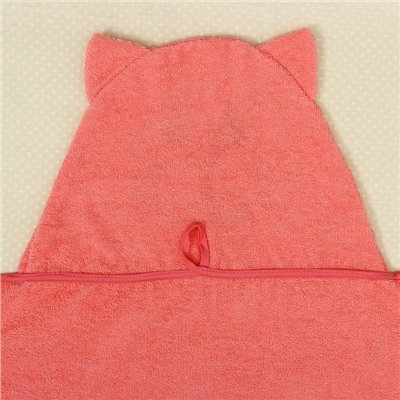 Полотенце-накидка махровое «Котик», размер 75×125 см, цвет персиковый, хлопок, 300 г/м²