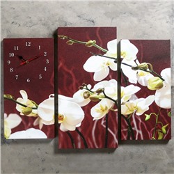 Часы настенные модульные «Белые орхидеи», 60 × 80 см