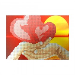 Ткань-схема для вышивания бисером "Влюбленные сердца" 18х13см (кбл 5009)