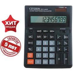 Калькулятор настольный 12-разрядный SDC-444S, 153*199*31мм, двойное питание, черный