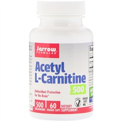 Jarrow Formulas, Ацетил-L-карнитин 500, 500 мг, 60 растительных капсул