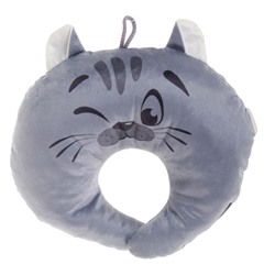 Подушка дорожная детская «Котёнок» для шеи, цвет серый