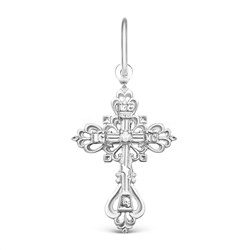 Крест из серебра с фианитами родированный - 3,2 см