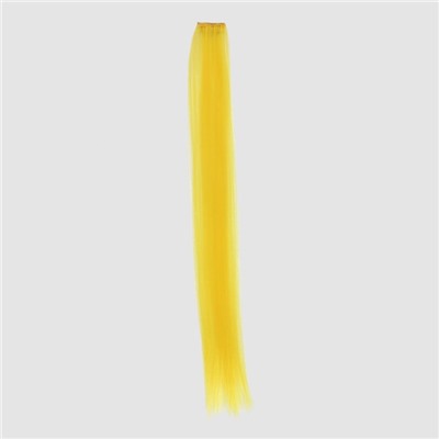 Локон накладной, прямой волос, на заколке, 50 см, 5 гр, цвет жёлтый