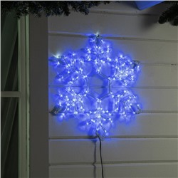 Светодиодная фигура «Снежинка», 55 см, дюралайт, 144 LED, 220 В, мерцание, свечение синий/белый