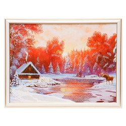 Картина "Зимний закат" 30х40 см (33х43см)
