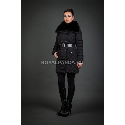 Женская куртка зимняя 15672 черный натуральный мех