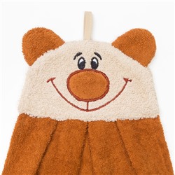 Полотенце-рушник махровый "Медведь", 43×35 см, коричневый, хл100%, 300 г/м²