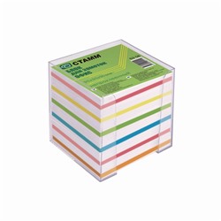 Блок бумаги для записей «Офис», 9 x 9 x 9 см, 65 г/м2, в пластиковом прозрачном боксе, цветной