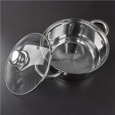 Набор посуды Доляна «Гретте», 3 предмета: сотейник 1,5 л, d=16 см, кастрюли 2 л, 4 л, d=18 см, d=22 см, крышки