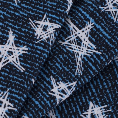 Ткань на отрез кулирка R-R2065-V1 Звезды цвет синий