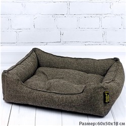 Лежак для собак Прованс Кофе, прямоугольный, размер 60х50х18 см