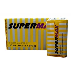 SuperMax  9V 6F22 крона 1/10/400