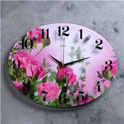 Часы настенные, серия: Цветы, "Розовые розы", плавный ход, 35 х 46 см