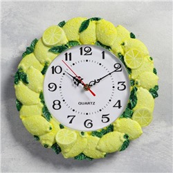 Часы настенные, серия: Кухня, "Лимоны",  плавный ход, d=17см, 34 х 27 см