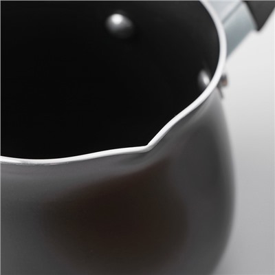 Турка Доляна «Услада», 450 мл, 9×8 см, пластиковая ручка, антипригарное покрытие, цвет чёрный