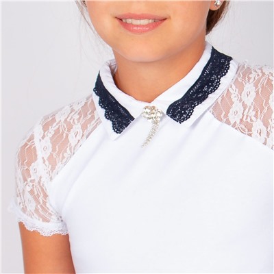 Блузка Benini белого цвета короткий рукав для девочки