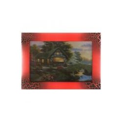 Картина Фен-Шуй Пейзажи 14х19см 093 Домик в благоприятном месте, узкая темно-красная рама SH