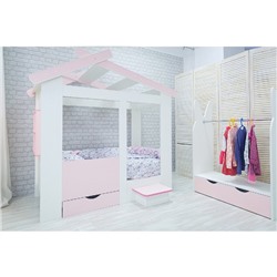 Кровать детская Теремок белый/розовый