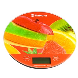 Весы кухонные Sakura SA-6076F,, электронные, до 8 кг, рисунок "фрукты"