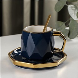 Чайная пара с ложкой «Принцесса», чашка 280 мл, блюдце d=14 см, цвет синий