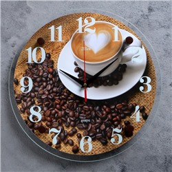 Часы настенные, серия: Кухня, "Чашка с кофе", 30х30  см, микс