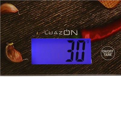 Весы электронные кухонные LuazON LVK-705 до 7 кг, стекло, подсветка, "Стейк"