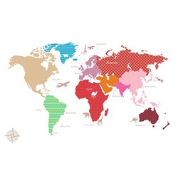 3D Фотообои «Карта континентов с узорами»
