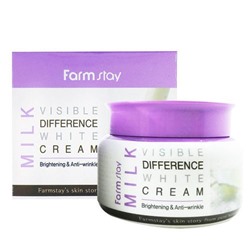 FarmStay Milk Visible Difference White Cream Осветляющий крем для выравнивания тона лица с молочными протеинами, 100 мл
