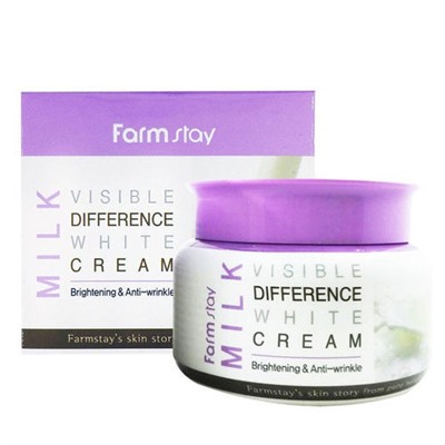 FarmStay Milk Visible Difference White Cream Осветляющий крем для выравнивания тона лица с молочными протеинами, 100 мл