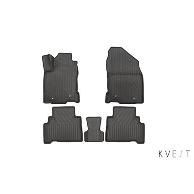 Коврики KVEST 3D в салон Lexus NX, 2014->, 5 шт. (полистар серый/черный)