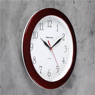 Часы настенные, серия: Классика, 29 х 29 см, коричневый обод