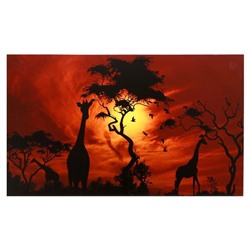 Картина на холсте "Огненный закат Африки" 60х100 см