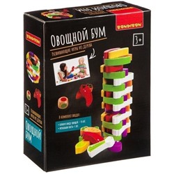 Развивающие игры из дерева Bondibon Игра-баланс «ОВОЩНОЙ БУМ», башня из овощей, BOX 24,3?7?18,3 см