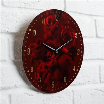Часы дерево настенные «Розы», диам. 25 см