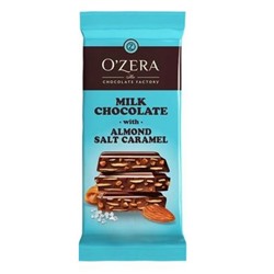 «OZera», шоколад Milk chocolate with Almonds salt caramel, 90 гр. Миндаль KDV