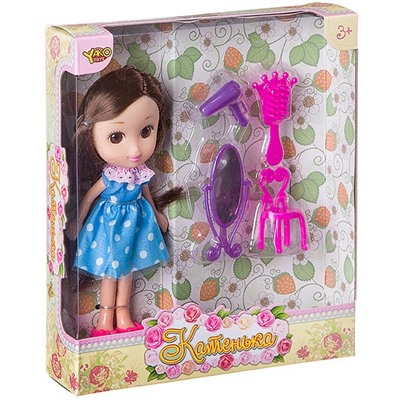 Кукла Катенька 16,5 см с набором "Красотка", ВОХ 15?5?19 см,  арт.M7068.
