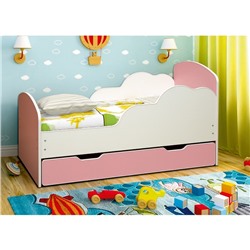 Кровать детская «Облака №1», 800 × 1600 мм, цвет белый/светло-розовый