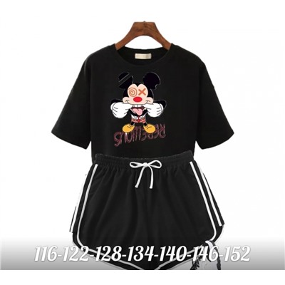 Детский костюм хайп МИККИ черная футболка и шорты Xi