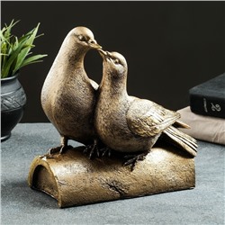 Фигура "Пара голубей на пеньке" 22х14х22 см, бронза с позолотой