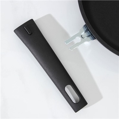 Сковорода «Традиция», d=22 см, стеклянная крышка, съёмная ручка, антипригарное покрытие, цвет чёрный