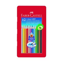 Карандаши 12 цветов Faber-Castell GRIP 2001 трёхгранные, в металлической коробке