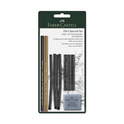 Уголь, набор микс для графики Faber-Castell PITT® Charcoal, 10 штук