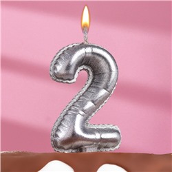 Свеча в торт "Шары", цифра 2, серебро, 7 см