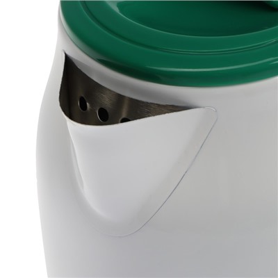 Чайник электрический МАТРЁНА MA-120, металл, 1.8 л, 1500 Вт, бело-зелёный с рисунком "Шишки"