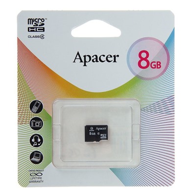 Карта памяти microSDHC Apacer, 8 GB, class 4