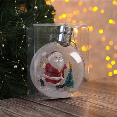 Ёлочный шар «Дед Мороз», батарейки, 5 LED, свечение тёплое белое