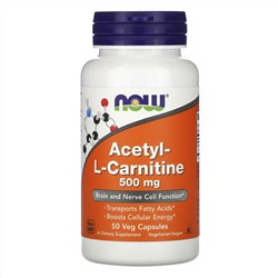 Now Foods, Acetyl-L- Carnitine, 500 mg,  50 Veg Capsules