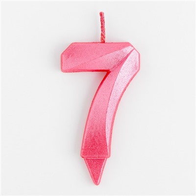 Свеча в торт "Грань", цифра "7", розовый металлик, 7.8 см